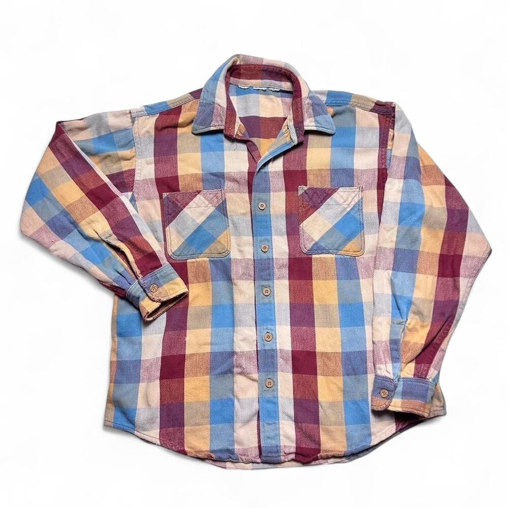 JC Penney Big Mac 70s Vintage Plaid Flannel Button Shirt Medium